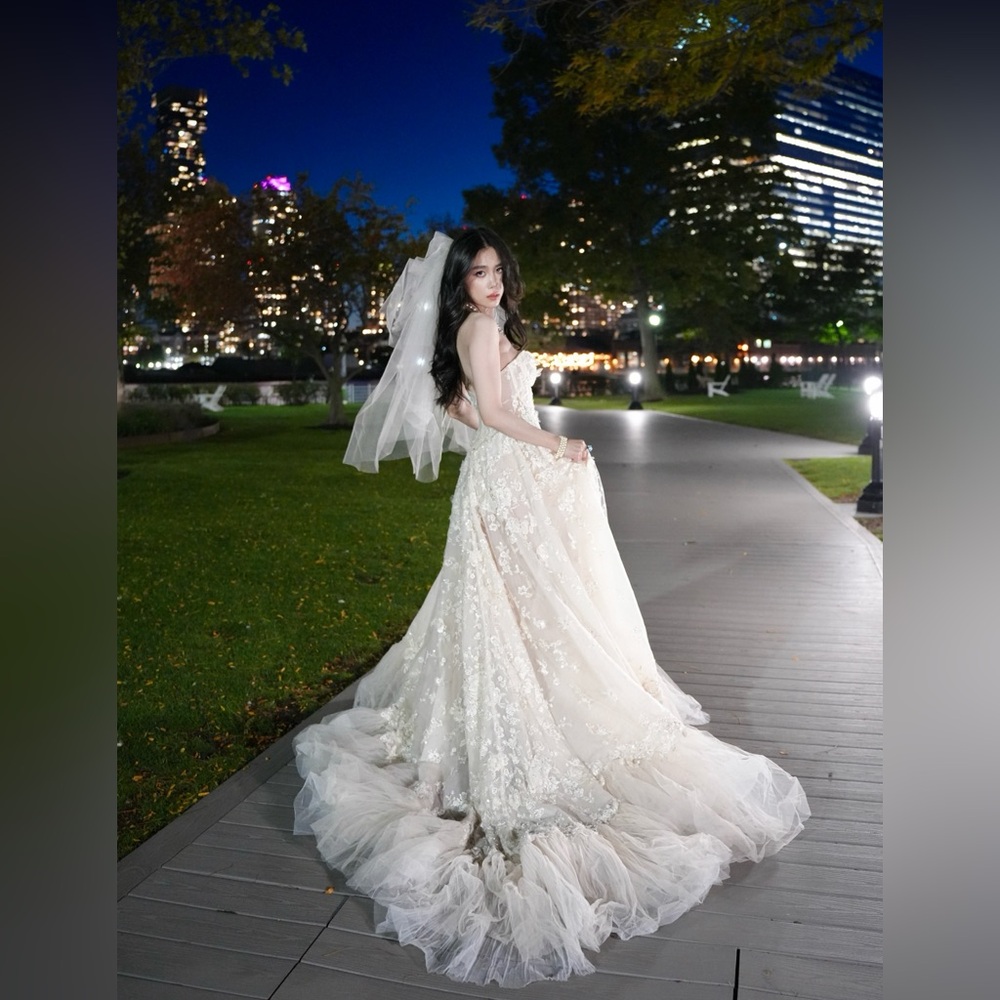 Galia Lahav Mimosa Hand Embellished Tulle Light Champagne Couture Ball Gown EU40